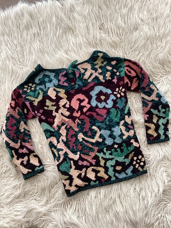 Peruvian Connection Sweaters - Multicolor Floral abstract PERUVIAN CONNECTION Women's Sweater L